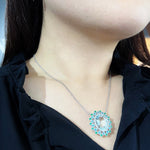 MARIGOLD PENDANT IN AQUAMARINE & BLUE ZIRCON AND EMERALD - NECKLACES