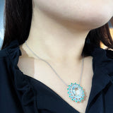 MARIGOLD PENDANT IN AQUAMARINE & BLUE ZIRCON AND EMERALD - NECKLACES