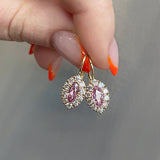 MARQUISE PINK SAPPHIRE & DIAMOND HALO DROP EARRINGS - EARRINGS