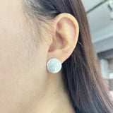 MATTE HAMMERED DISC STUD EARRINGS IN STERLING SILVER - EARRINGS