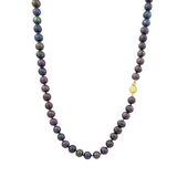 BLACK FRESHWATER PEARL NECKLACE WITH MATTE YELLOW GOLD - NECKLACES