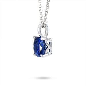 CUSHION CUT BLUE SAPPHIRE PENDANT IN WHITE GOLD - NECKLACES