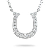 HORSESHOE DIAMOND PENDANT IN WHITE GOLD - NECKLACES