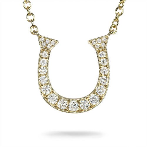 HORSESHOE DIAMOND PENDANT IN YELLOW GOLD - NECKLACES