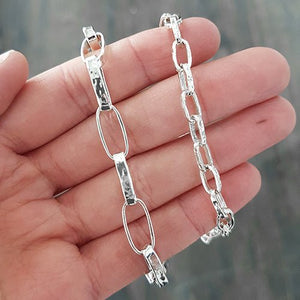 LIGHT HAMMERED LINK NECKLACE IN STERLING SILVER - NECKLACES