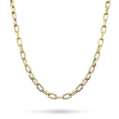 LIGHT HAMMERED LINK NECKLACE IN YELLOW GOLD - NECKLACES