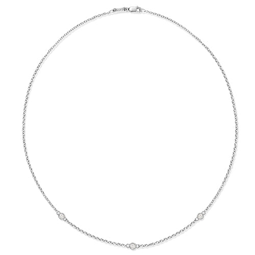 FLOATING 3 DIAMOND NECKLACE IN WHITE GOLD - NECKLACES