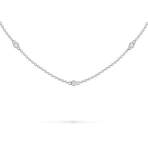 FLOATING 3 DIAMOND NECKLACE IN WHITE GOLD - NECKLACES