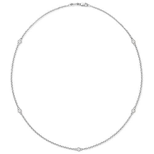 FLOATING 5 DIAMOND NECKLACE IN WHITE GOLD WITH MILGRAIN - NECKLACES