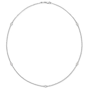 FLOATING 5 DIAMOND NECKLACE IN WHITE GOLD WITH MILGRAIN - NECKLACES