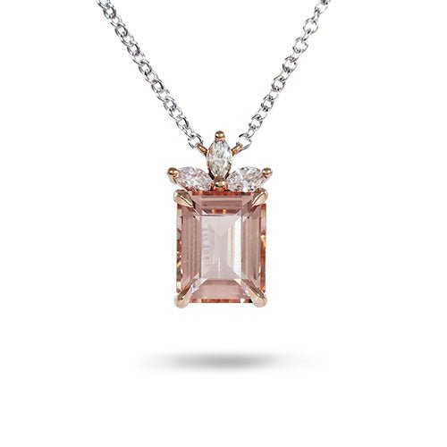 BOW PENDANT WITH MORGANITE - NECKLACES