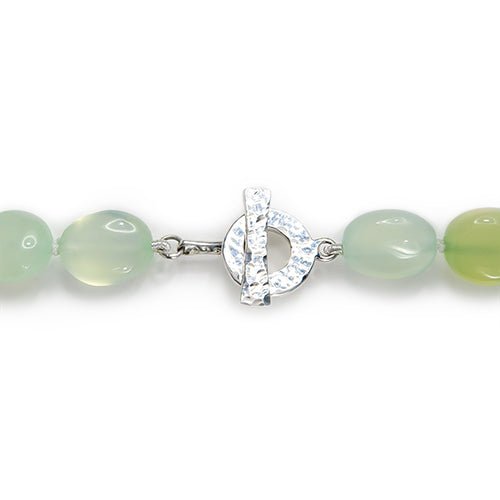 GREEN CHALCEDONY NECKLACE WITH TOGGLE CLASP - NECKLACES