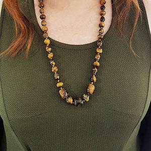 TIGER EYE NECKLACE IN YELLOW GOLD - NECKLACES