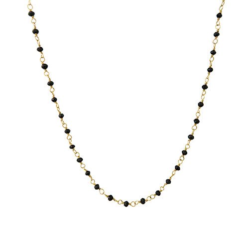 TIED BLACK SPINEL NECKLACE IN YELLOW GOLD - NECKLACES