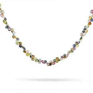 MULTI COLOURED SAPPHIRE NECKLACE WITH BLOSSOM TOGGLE - NECKLACES