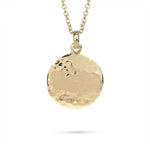 HAMMERED SMALL DISC PENDANT IN YELLOW GOLD - NECKLACES