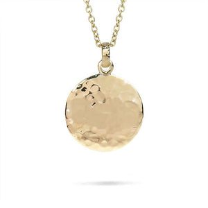 HAMMERED SMALL DISC PENDANT IN YELLOW GOLD - NECKLACES