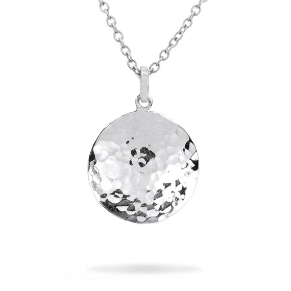 Tiny Sterling Silver Hammered Disc Necklace in 3/8 inch Circle with Ca –  Cloud Cap Jewelry