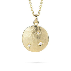 STARBURST DIAMOND PENDANT IN MATTE YELLOW GOLD - NECKLACES