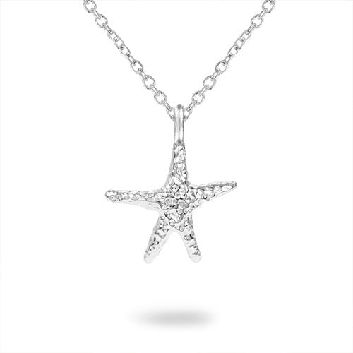 TINY STARFISH PENDANT IN WHITE GOLD - NECKLACES