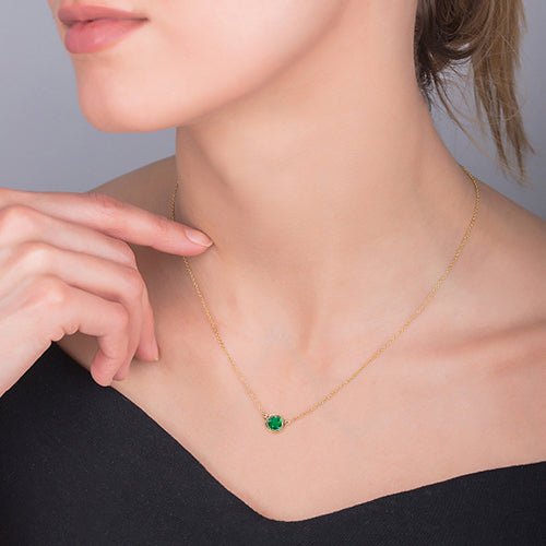 FLOATING EMERALD PENDANT IN YELLOW GOLD - NECKLACES