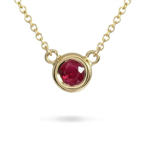 FLOATING RUBY PENDANT IN YELLOW GOLD - NECKLACES