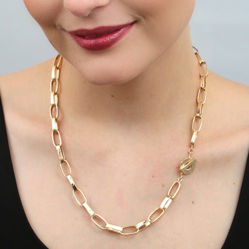 HAMMERED CHAIN LINK NECKLACE IN STERLING SILVER - NECKLACES