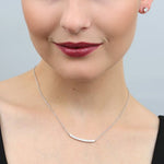 SINGLE DIAMOND BAR NECKLACE IN STERLING SILVER - NECKLACES