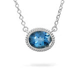 BLUE TOPAZ TESSA PENDANT IN WHITE GOLD - NECKLACES