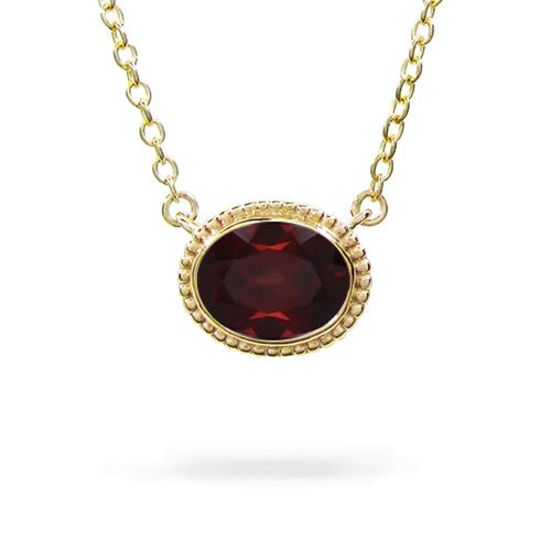 GARNET TESSA PENDANT IN YELLOW GOLD - NECKLACES