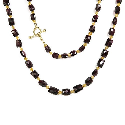 BLOSSOM NECKLACE IN GARNET AND CITRINE - NECKLACES