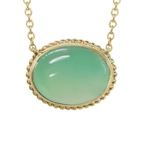 TESSA PENDANT WITH GREEN CHALCEDONY IN YELLOW GOLD - NECKLACES
