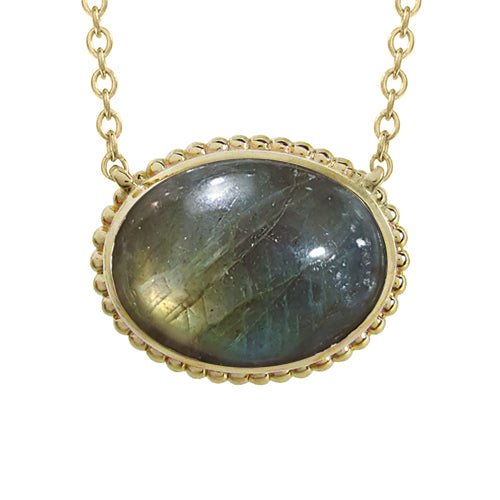 TESSA PENDANT WITH LABRADORITE IN YELLOW GOLD - NECKLACES
