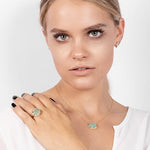 TESSA PENDANT WITH GREEN CHALCEDONY IN YELLOW GOLD - NECKLACES
