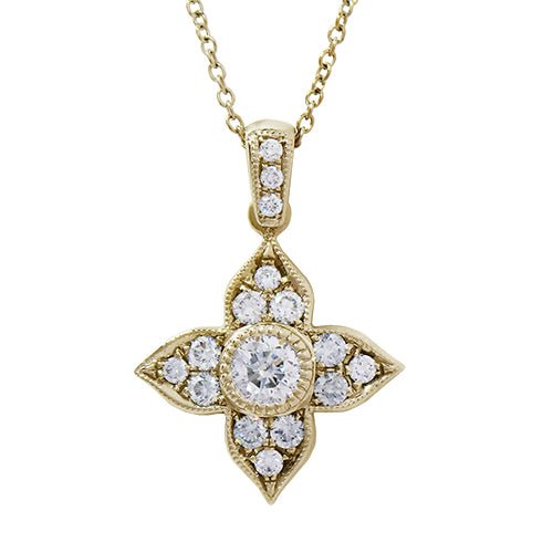 LILAC DIAMOND PENDANT IN YELLOW GOLD - NECKLACES