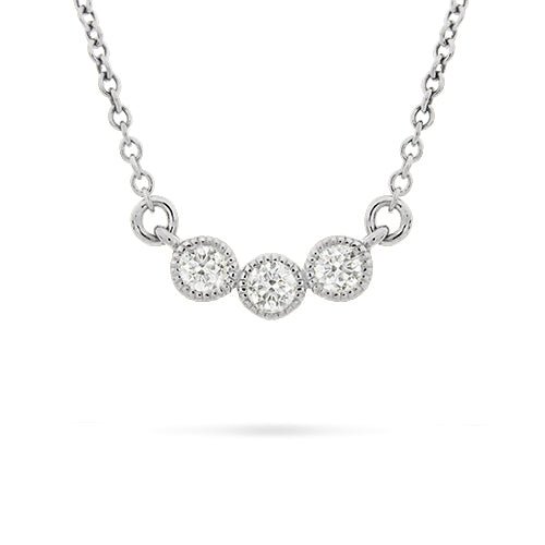LUNA THREE DIAMOND PENDANT IN 14 KARAT WHITE GOLD - NECKLACES