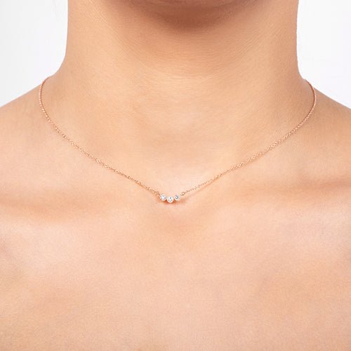 LUNA THREE DIAMOND PENDANT IN 14 KARAT YELLOW GOLD - NECKLACES