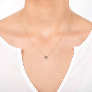 HEXAGON PENDANT WITH SINGLE DIAMOND IN YELLOW GOLD - NECKLACES