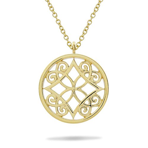 FILIGREE PENDANT MEDIUM 14 KARAT YELLOW GOLD - NECKLACES