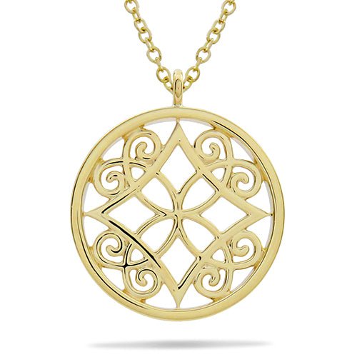 FILIGREE PENDANT LARGE IN YELLOW GOLD - NECKLACES