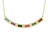GEMSTONE & DIAMOND BAR NECKLACE -