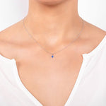 DEW DROP BLUE SAPPHIRE PENDANT IN WHITE GOLD - NECKLACES