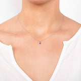 DEW DROP BLUE SAPPHIRE PENDANT IN WHITE GOLD - NECKLACES