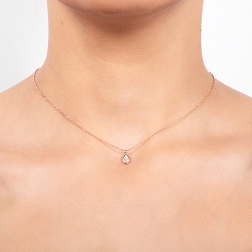 DEW DROP DIAMOND PENDANT IN YELLOW GOLD - NECKLACES