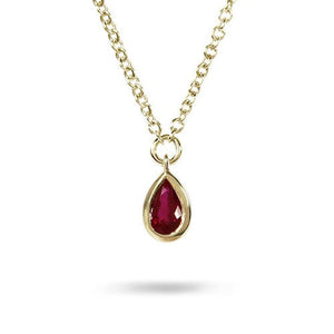 DEW DROP RUBY PENDANT IN YELLOW GOLD - NECKLACES