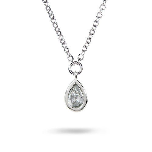 DEW DROP DIAMOND PENDANT IN WHITE GOLD - NECKLACES