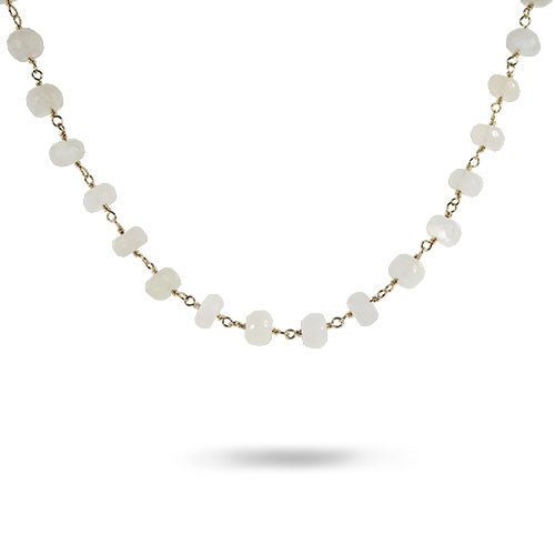 TIED MOONSTONE RONDELLE NECKLACE - NECKLACES