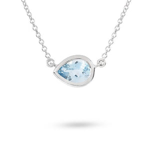 FLOATING PEAR CUT AQUAMARINE IN WHITE GOLD - NECKLACES
