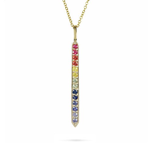 GRAPHITE PENDANT IN RAINBOW SAPPHIRE & YELLOW GOLD - NECKLACES