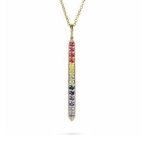 GRAPHITE PENDANT IN RAINBOW SAPPHIRE & YELLOW GOLD - NECKLACES